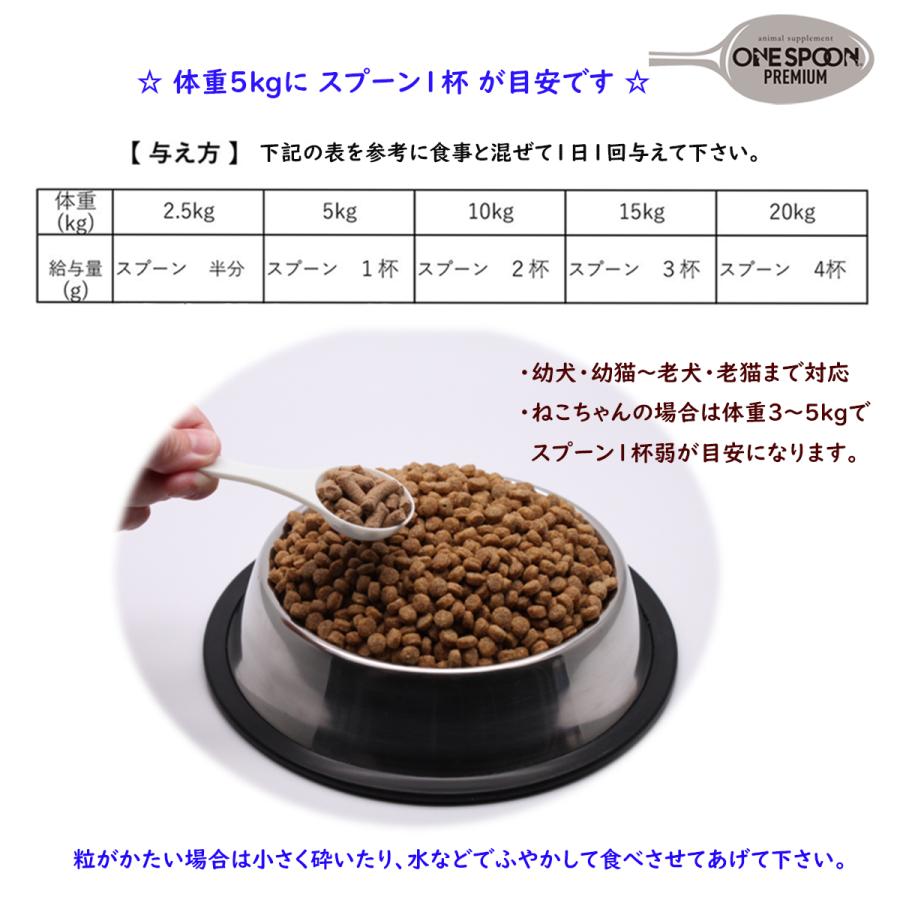 犬 猫 お試し 腸内ケア 無添加 国産 乳酸菌 納豆菌 酵母菌 ふりかけ 計量スプーン 腸活 ワンスプーンプレミアム｜hellomart｜05