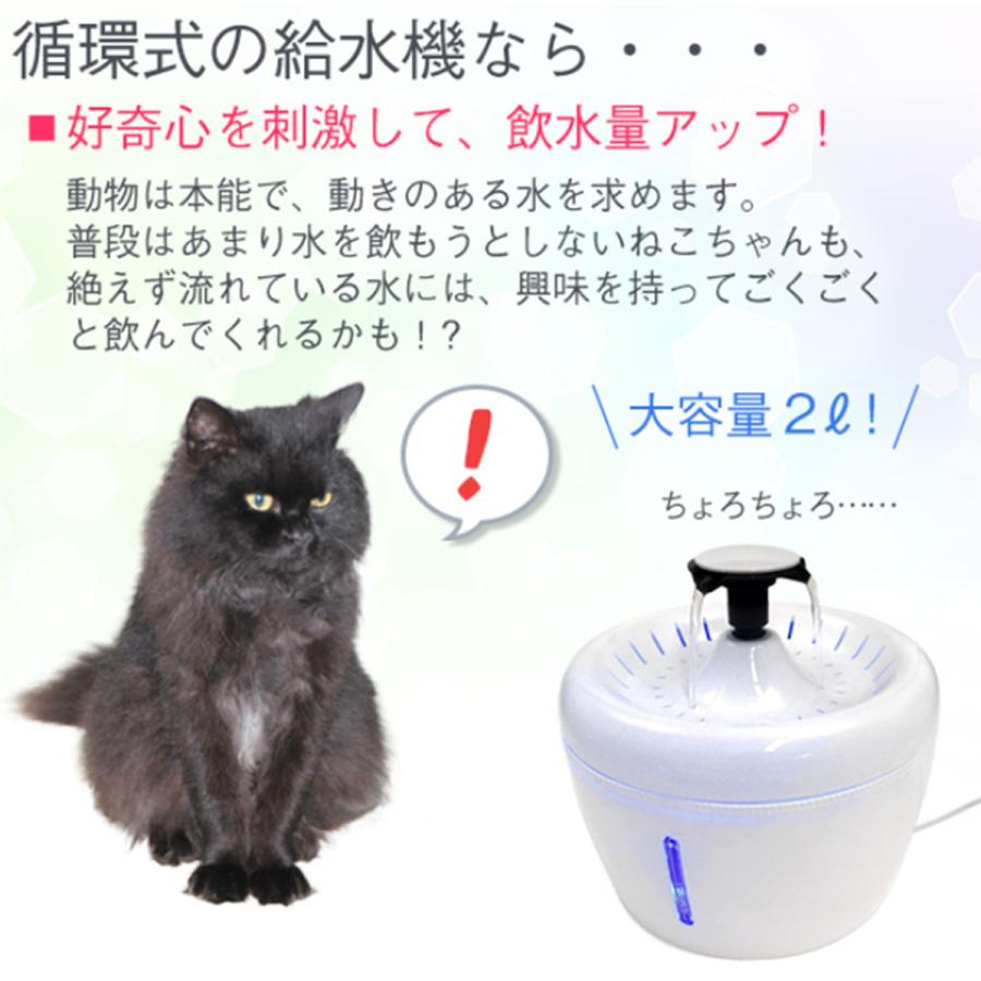 ペット 自動給水器 猫 犬 水飲み  循環式 フィルタ イオン 活性炭 噴水 湧き水 2WAY いぬ ねこ | ブランド登録なし | 02
