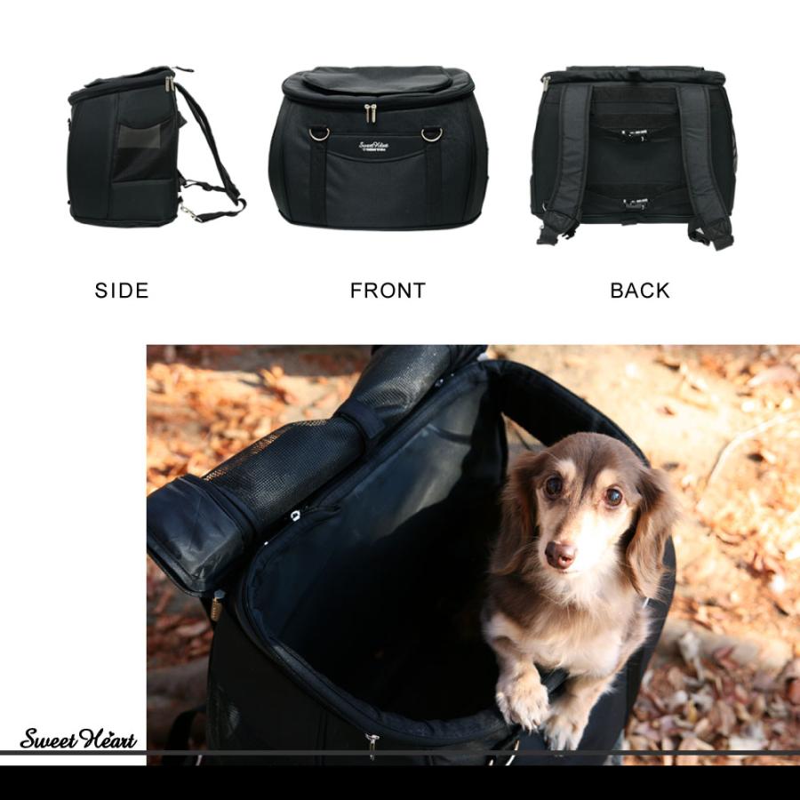 ペット カート 小型 中型 取り外し 折りたたみ 分離 バッグ リュック 車 バギー スイートハート L ブラック | FANTASY WORLD | 13