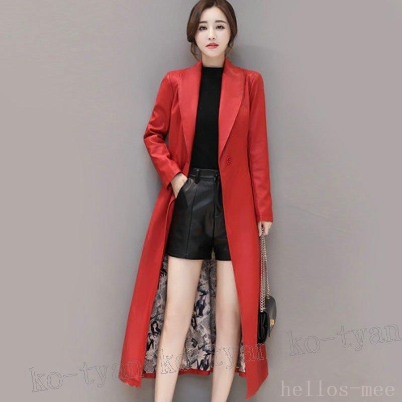 リアル トレンチコートフェイクレザー革コートチェスターコートアウターオフィスレザーコートベルト付きレディースライダースロングコート アウ チェスター コート 革コート フェイクレザー トレンチコート コート アウター Pitofoursoulsrescue Com