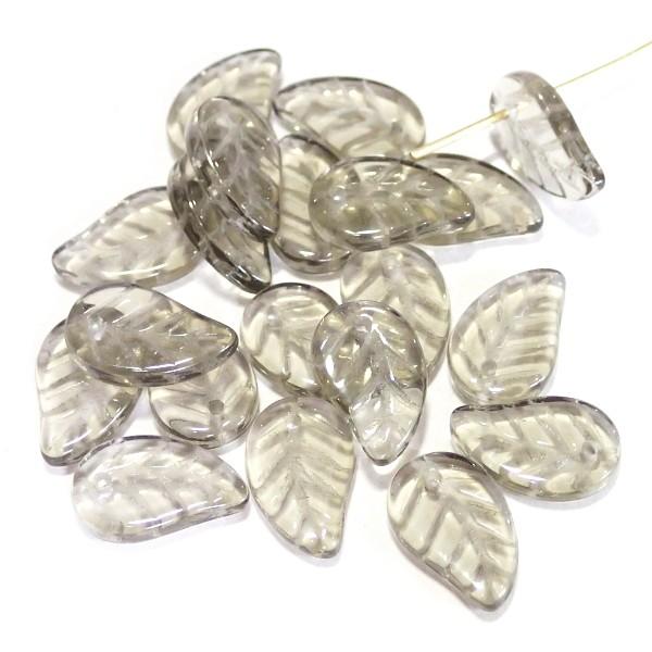 1002-CZLF　チェコ葉っぱビーズ　ブラックダイヤモンド　14/9mm　２０個/１パック | 