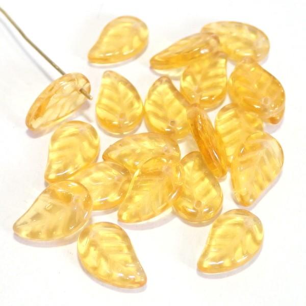 1003-CZLF　チェコ葉っぱビーズ　トパーズ　14/9mm　２０個/１パック | 