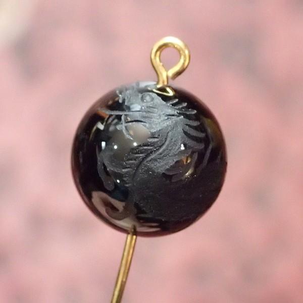 1004-《天然石オニキス彫　四神》　麒麟-中央神　１２mm　１個 | 