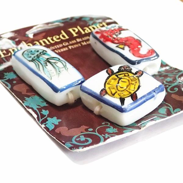 10050-《Blue Moon Beads》※処分品※ハンドメイドガラスビーズ（かめ 25mm  ホール2〜4mm）３個/１セット |  | 01