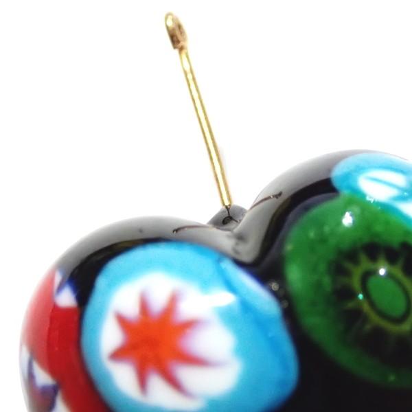 10125-『ベネチアンガラス』　ハート　ミルフィオリ　ブラック　約３０ｘ３１mm　１個 |  | 03