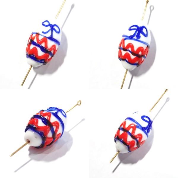 10130-『ベネチアンガラス』　オーバル　リボン　ホワイト　約１５ｘ２５mm　１個 |  | 01