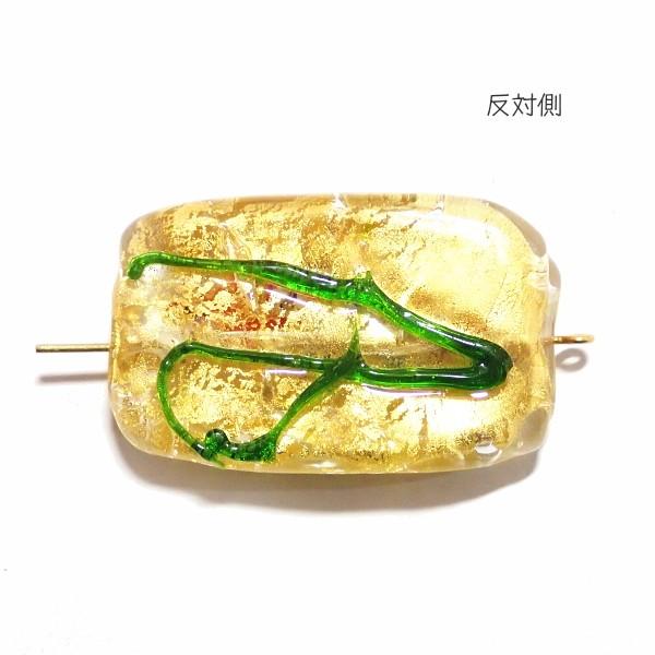 10140-『ベネチアンガラス』　長方形　魚　ゴールド　約４０ｘ２５ｍｍ　１個 |  | 01