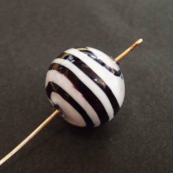 10141-『ベネチアンガラス』　ラウンド　ゼブラカラー　約１５ｍｍ　１個 | 