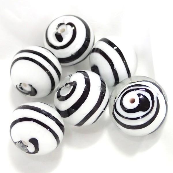 10141-『ベネチアンガラス』　ラウンド　ゼブラカラー　約１５ｍｍ　１個 |  | 02