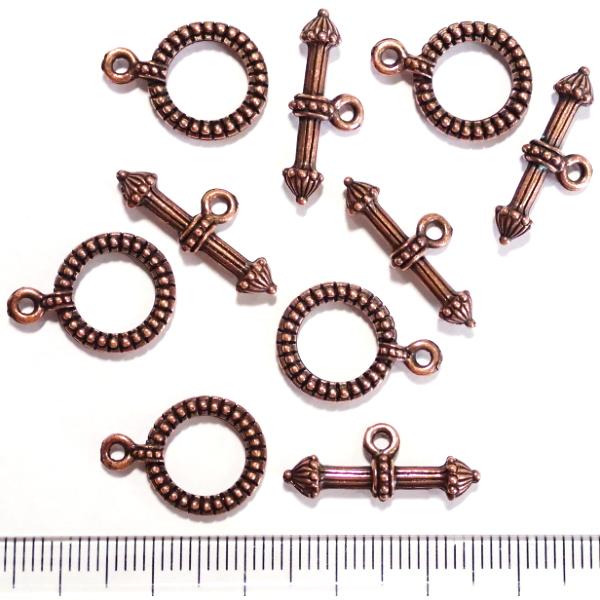 10159-《トグル》　ＮＹピューター　ラウンド　銅古美　２１mm　５ペア/１セット |  | 01