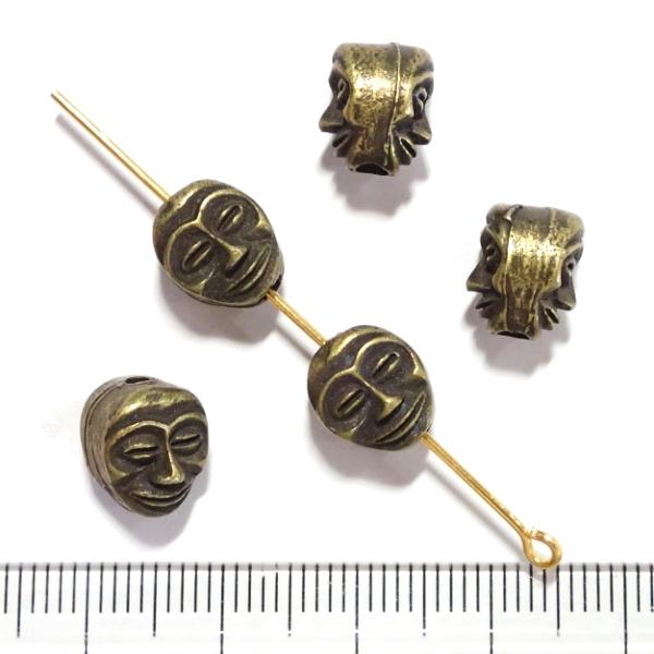 10167-【ＮＹピューター】　顔Ｆａｃｅ　ビーズ　真鍮古美　１０mm　５個/１セット |  | 01
