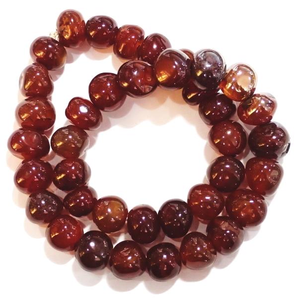 10208-《天然石　1連売り》カーネリアン　ラフラウンド　平均１３ｍｍ　約３８cm／１本 | 