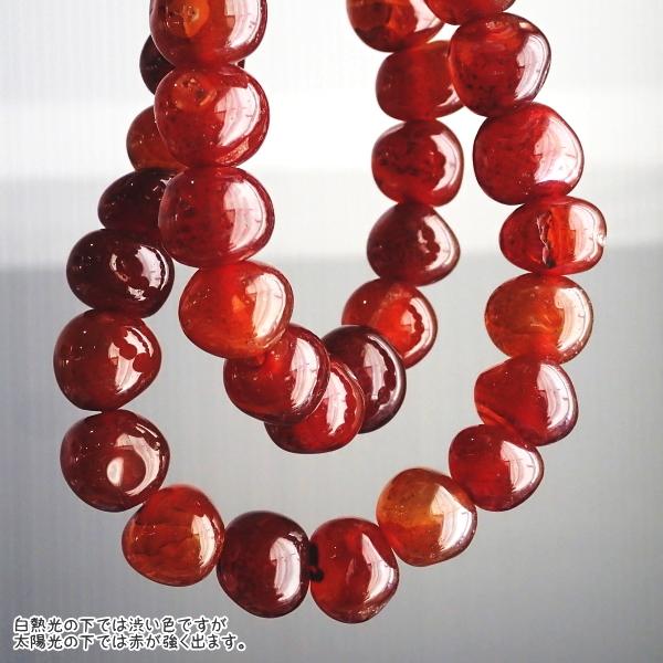 10208-《天然石　1連売り》カーネリアン　ラフラウンド　平均１３ｍｍ　約３８cm／１本 |  | 03