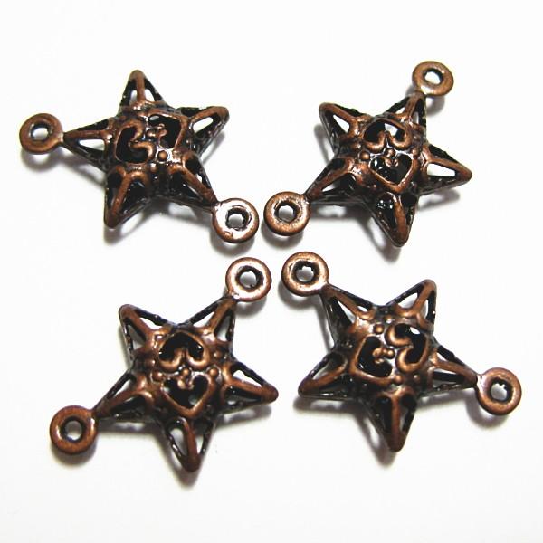 1021-《メタルチャーム・パーツ》　星コネクター　銅古美　１０mm　１０個/１セット | 