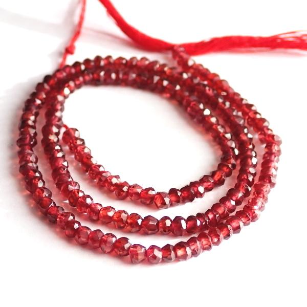 10215-《天然石　1連売り》ガーネット　カットロンデル　約３ｍｍ　約３３ｃｍ／１本 |  | 01