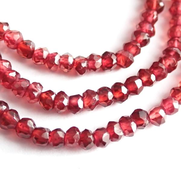 10215-《天然石　1連売り》ガーネット　カットロンデル　約３ｍｍ　約３３ｃｍ／１本 |  | 02