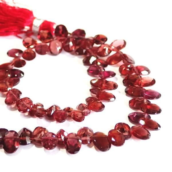 10216-《天然石　1連売り》ガーネット　カットオーバルドロップ　平均６．５ｘ５~６ｘ４ｍｍ　約２０ｃｍ／１本 |  | 03