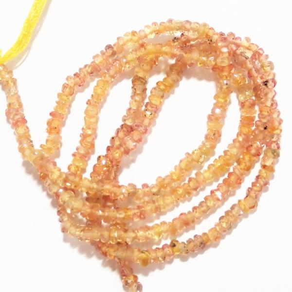 10217-《天然石　1連売り》シトリン　カットロンデル　平均３ｘ１．５ｍｍ　約３９ｃｍ／１本 | 