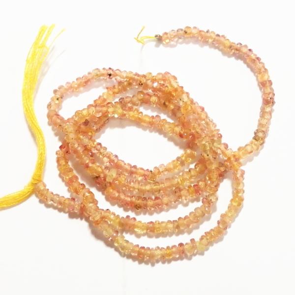 10217-《天然石　1連売り》シトリン　カットロンデル　平均３ｘ１．５ｍｍ　約３９ｃｍ／１本 |  | 01