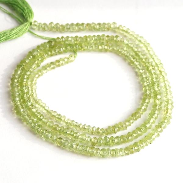 10220-《天然石　1連売り》ペリドット　カットロンデル　約３ｍｍ　約３５ｃｍ／１本 |  | 03