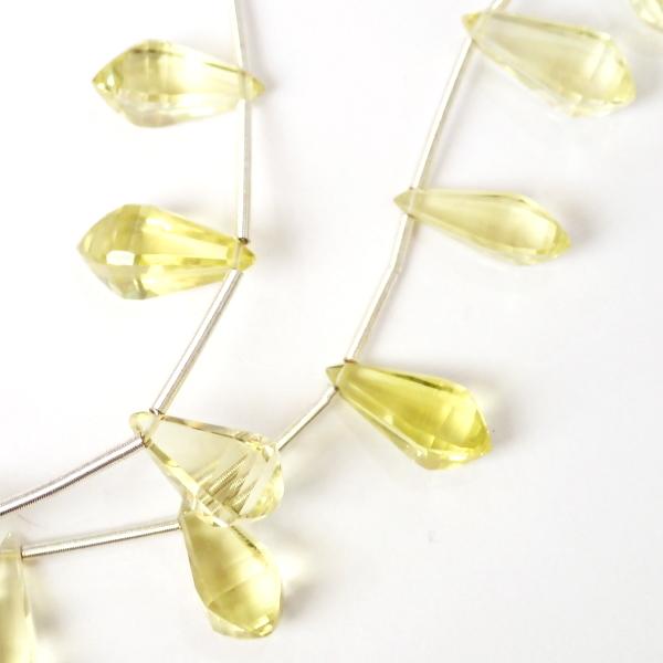 10221-《天然石　1連売り》レモンクォーツ　スクエアカットドロップ　サイズまちまち（最大２０ｘ８ｍｍ）　２８個／１本 |  | 03