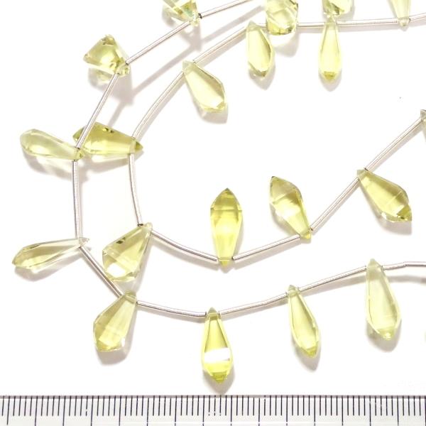 10221-《天然石　1連売り》レモンクォーツ　スクエアカットドロップ　サイズまちまち（最大２０ｘ８ｍｍ）　２８個／１本 |  | 07