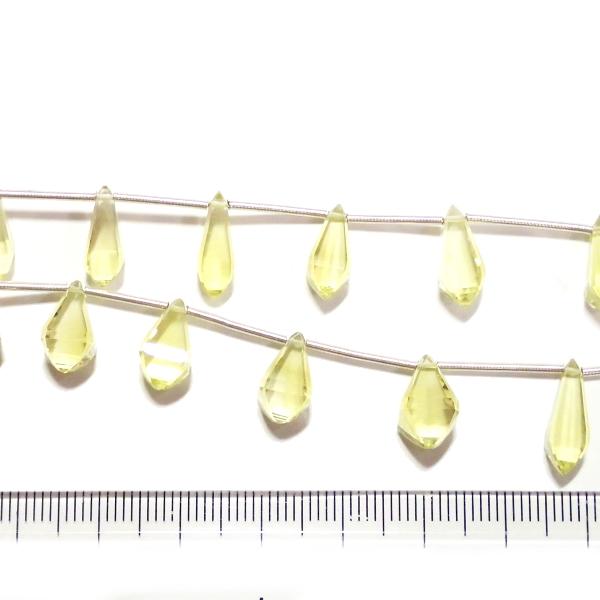 10221-《天然石　1連売り》レモンクォーツ　スクエアカットドロップ　サイズまちまち（最大２０ｘ８ｍｍ）　２８個／１本 |  | 08