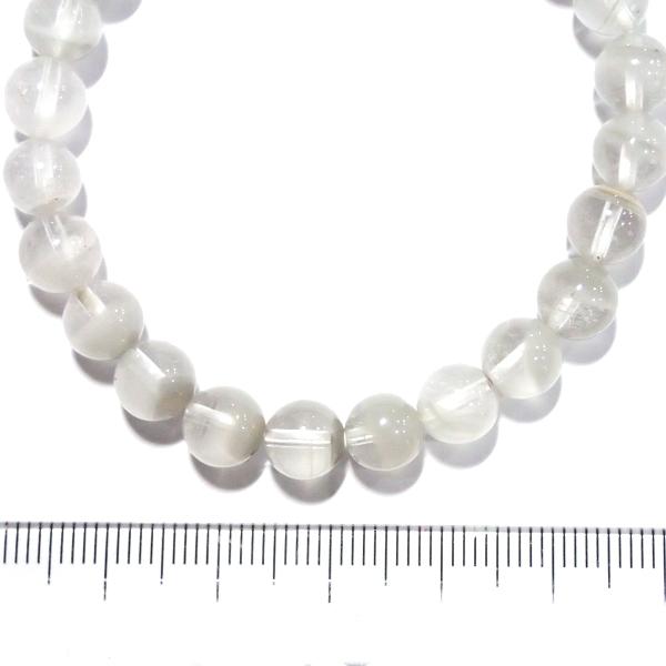 10222-《天然石　1連売り》ホワイトファントムクォーツ　ブレスレット　約７．５ｍｍ　内径１４ｃｍ（２４個） |  | 01