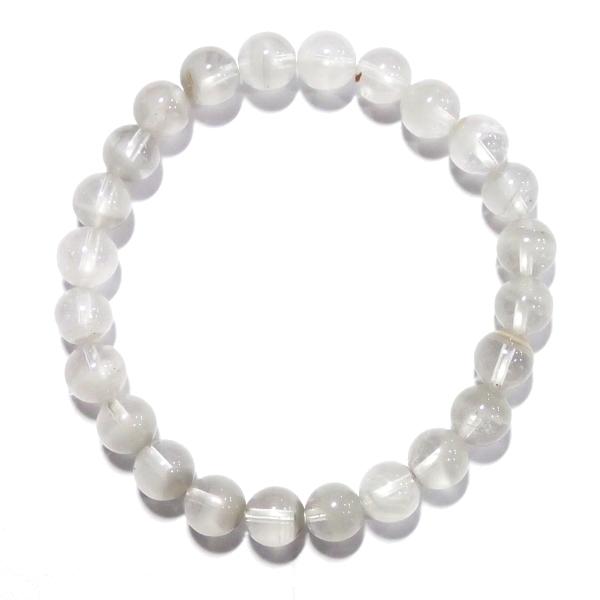 10222-《天然石　1連売り》ホワイトファントムクォーツ　ブレスレット　約７．５ｍｍ　内径１４ｃｍ（２４個） |  | 02