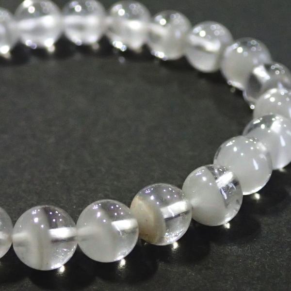 10222-《天然石　1連売り》ホワイトファントムクォーツ　ブレスレット　約７．５ｍｍ　内径１４ｃｍ（２４個） |  | 03