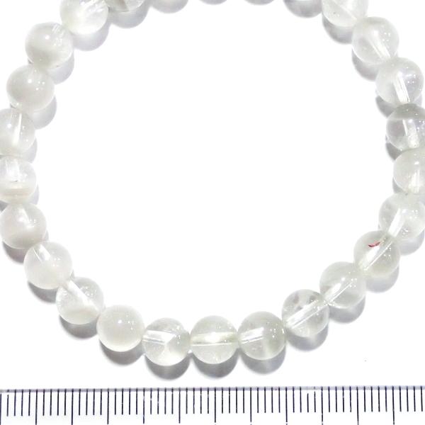 10223-《天然石　1連売り》ホワイトファントムクォーツ　ブレスレット　約７ｍｍ　内径１５ｃｍ（２６個） |  | 01