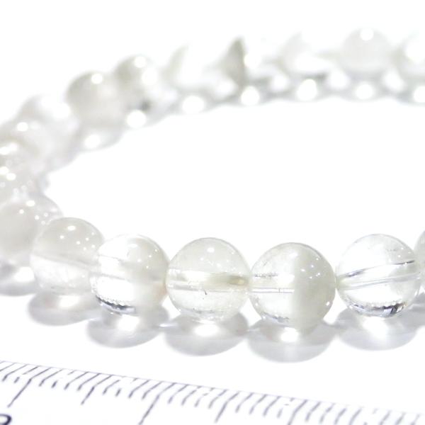 10223-《天然石　1連売り》ホワイトファントムクォーツ　ブレスレット　約７ｍｍ　内径１５ｃｍ（２６個） |  | 02