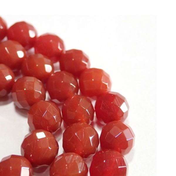 1027-《天然石カット丸玉１連》　レッドアゲート　８mm　１本/約３８cm |  | 01