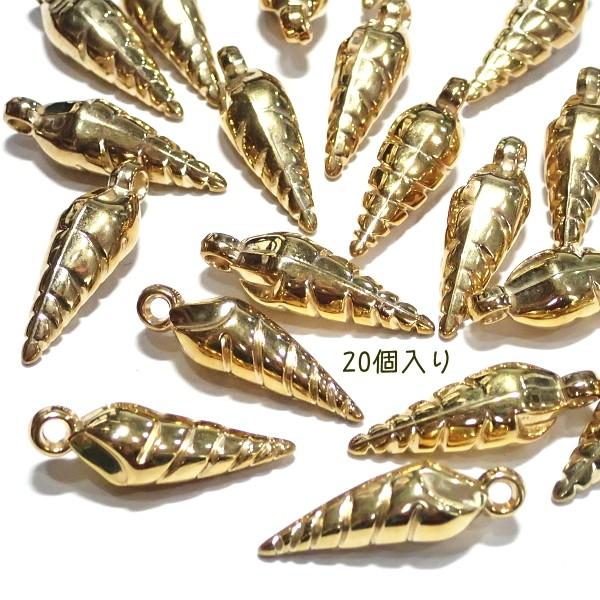 10376-『アクリル』　チャーム　Ｓｈｅｌｌ　ゴールド　３１ｘ１０mm　２０個/１パック | 