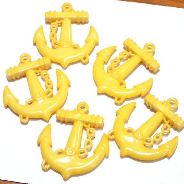 10377-『アクリル』　アンカー/イエロー　３９ｘ４５mm　５個/１パック | 