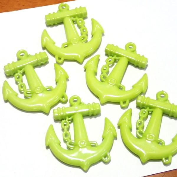 10378-『アクリル』　アンカー/グリーン　３９ｘ４５mm　５個/１パック | 