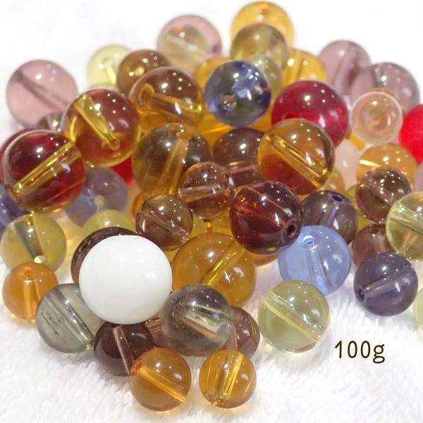 10381-〔ガラス〕　ビーズ　ラウンドミックス　７〜１４mm　１００ｇ/１パック |  | 01