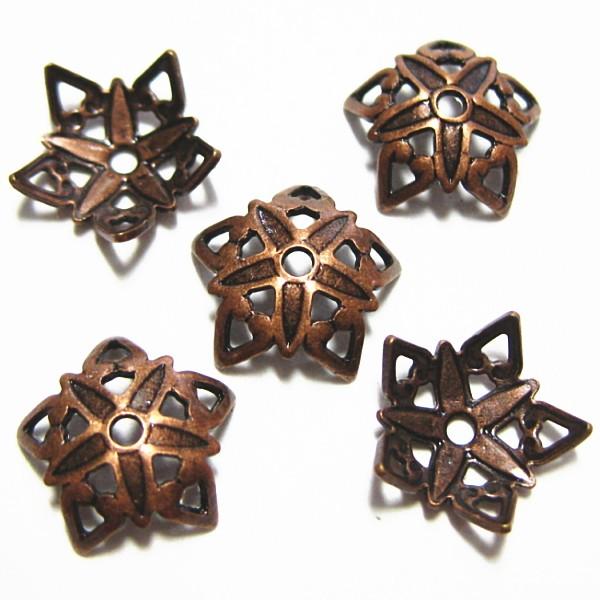 1043-《メタルチャーム・パーツ》　座金/ビーズキャップ　銅古美　約１０mm　１０個/１セット | 