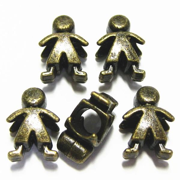 10514-《メタルチャーム・パーツ》　ビーズ　人型　真鍮古美　１４x１０mm（ホール５mm）　１０個/１セット | 