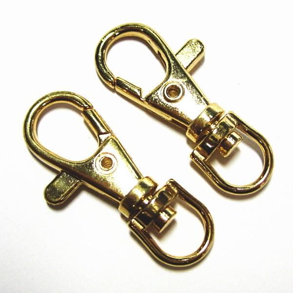 10543-【基本パーツ】　かにかんキーホルダー　金色　４０ｘ１６mm　２個/１セット | 