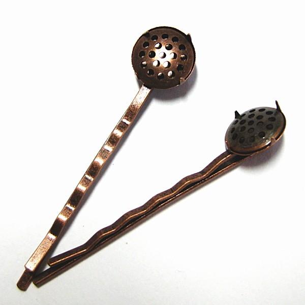 1058-【ヘアーパーツ】　シャワー台付ヘアピン　銅古美　55mm（シャワー13mm）　２本/１セット | 