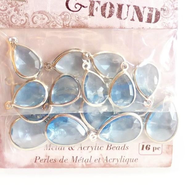 10731-《Blue Moon Beads》　アクリルパーツ　ライトブルー　（１６x１１mm　１９x１４mm　各８個）　１パック　 |  | 01