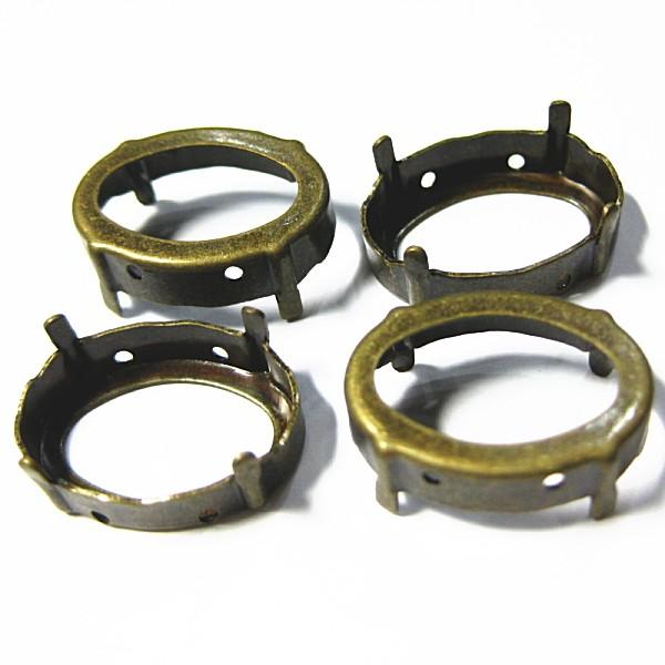 10865-《Vintage・カボション》　セッティング　オーバル　真鍮古美　１８x１３mm　４個/１セット | 