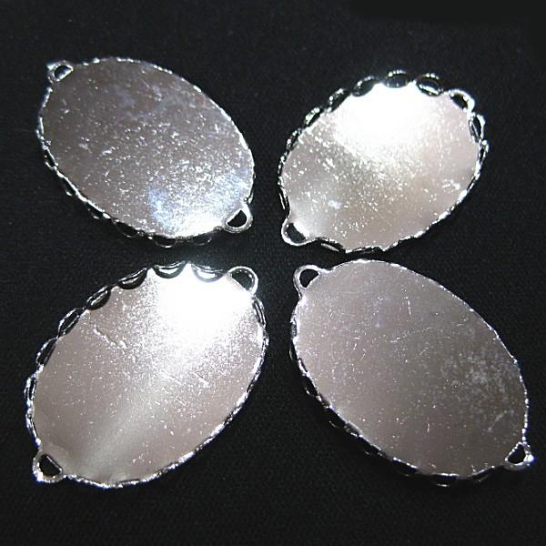 10873-《Vintage・カボション》　セッティング　オーバル　シルバー　２５x１８mm　４個/１セット | 