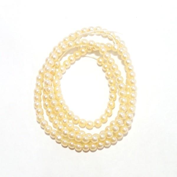 1103-《チェコグラスパール》　 バニラ　３mm丸玉　約４０cm　１本/１パック | 