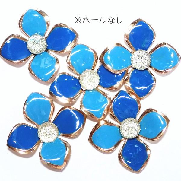11161-『アクリル』　エナメルフラワーパーツ　ブルーｘライトブルー　３０mm　５個/１パック　※ホール無し※ |  | 01
