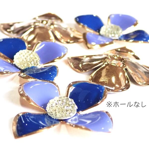 11163-『アクリル』　エナメルフラワーパーツ　ブルーｘパープル　３０mm　５個/１パック　※ホール無し※ | 