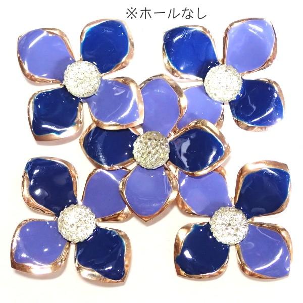 11163-『アクリル』　エナメルフラワーパーツ　ブルーｘパープル　３０mm　５個/１パック　※ホール無し※ |  | 01