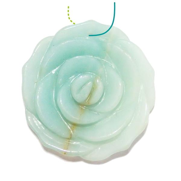 1150-《天然石　フラワー》　薔薇ペンダント　アマゾナイト　３０mm　１個 | 