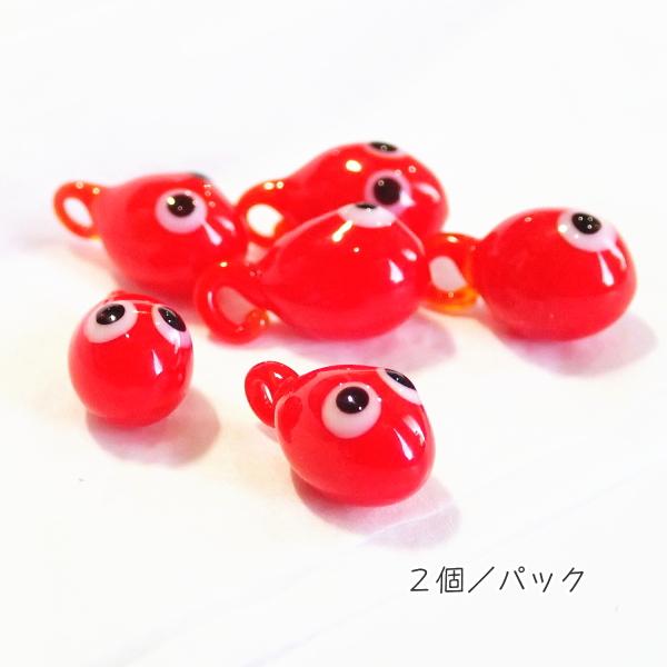 11809-〔ガラス〕　チャーム　雨っこ　レッド（不透明）　平均９x８mm　２個/１パック |  | 02